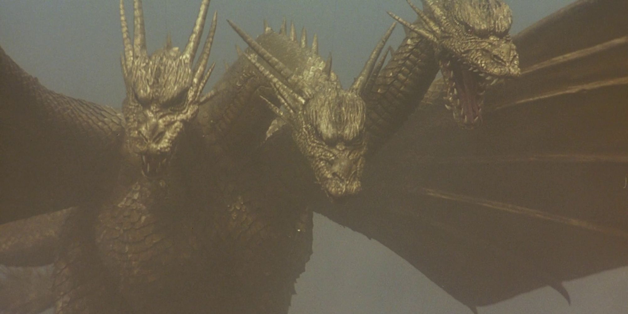 King Ghidorah destroys an entire city before facing against Godzilla.