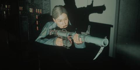 Kiran Estevez holding the black rock launcher in Alan Wake 2 The Lake House DLC