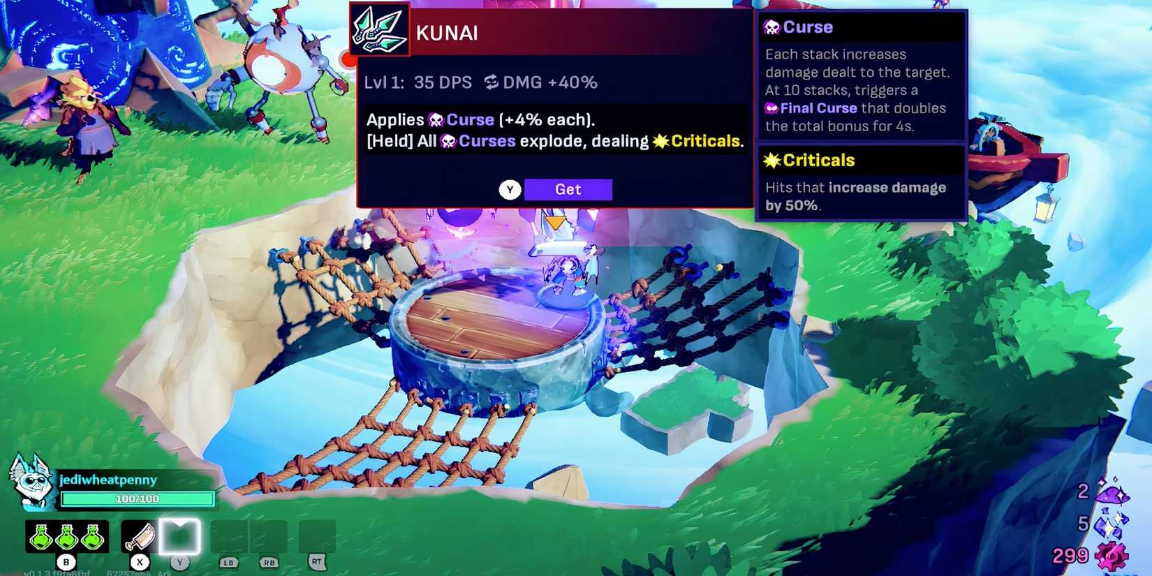 Kunai weapon in Windblown