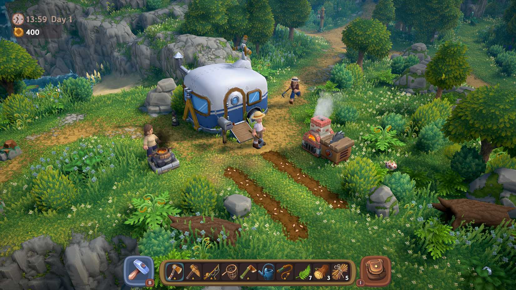 the caravan and starting farm in luma island.