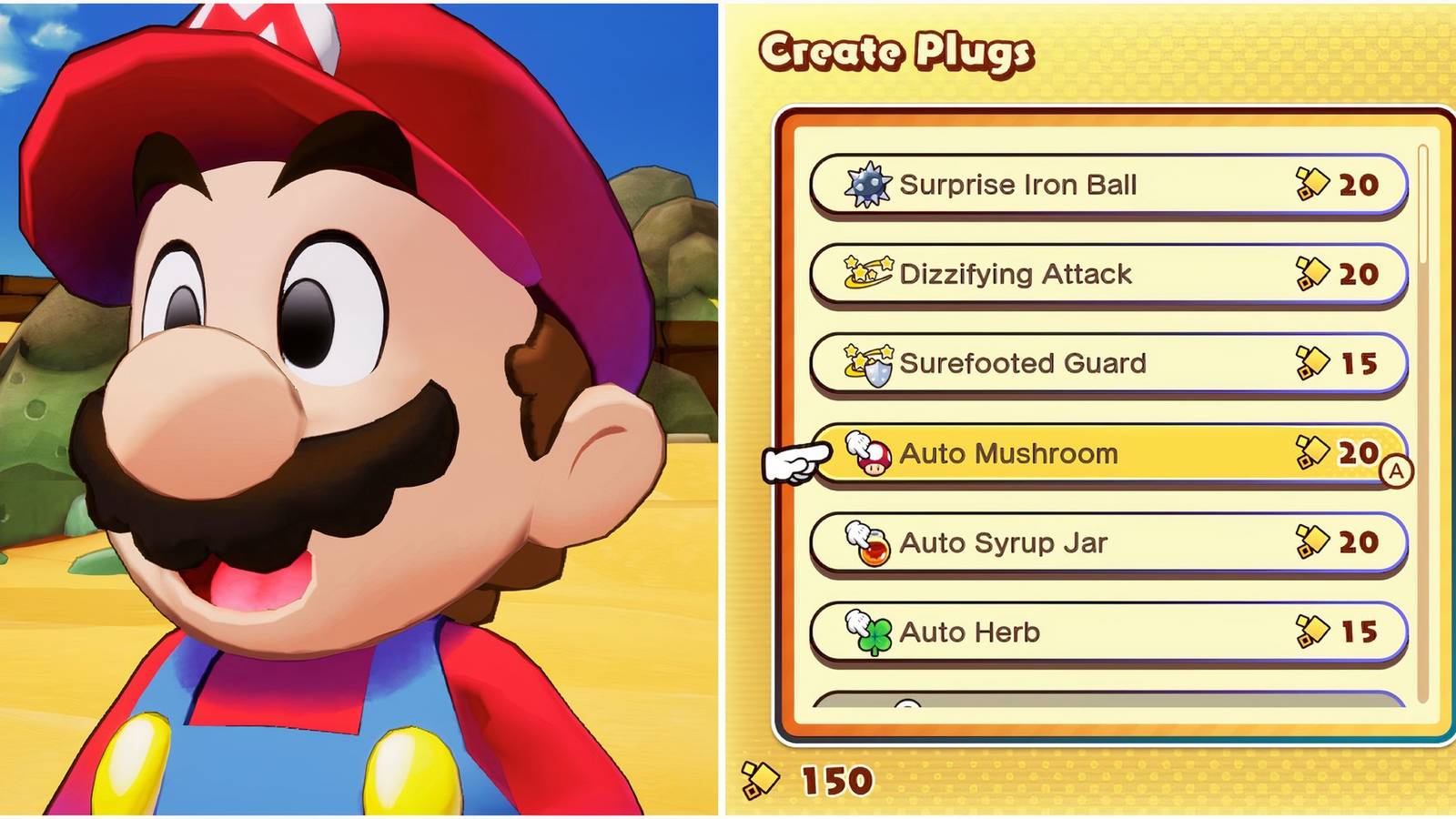Mario and Auto Mushroom plug in Mario & Luigi Brothership