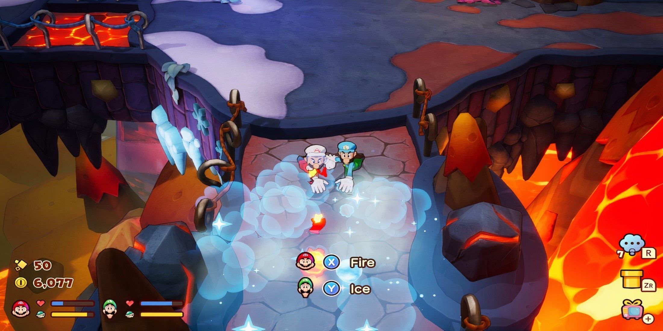 Mario & Luigi Brothership Using Fire & Ice Bros. Move 