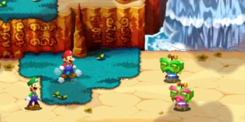 Mario and Luigi in combat in Mario & Luigi Superstar Saga + Bowser's Minions