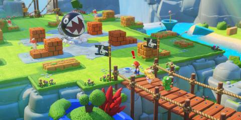 Mario in a scene in Mario + Rabbids Kingdom Battle