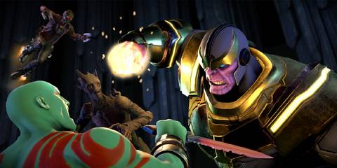 Marvel's Guardians of the Galaxy fighting scene featuring Drax and Thanos