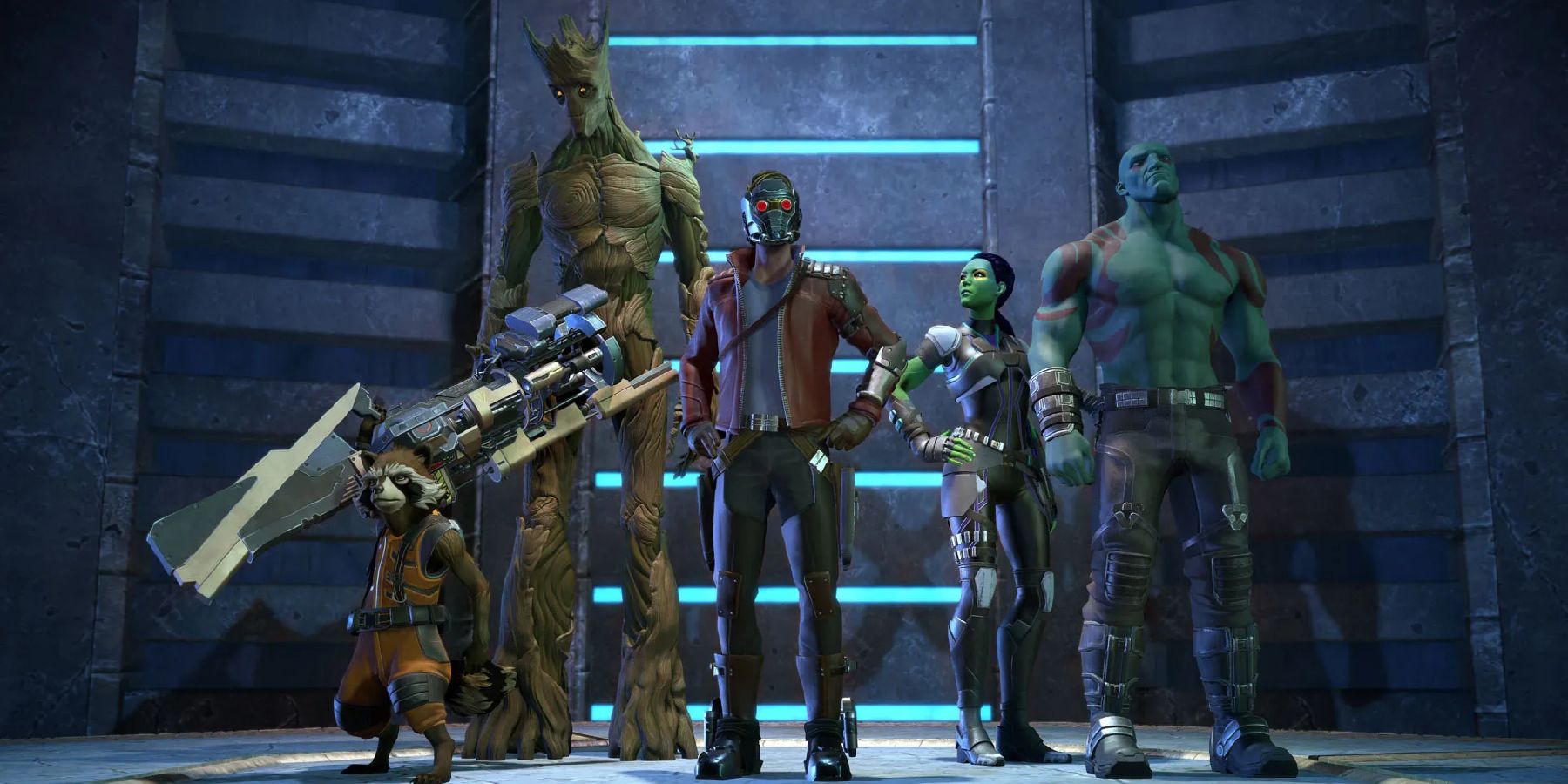 Marvel's Guardians of the Galaxy all characters standing together