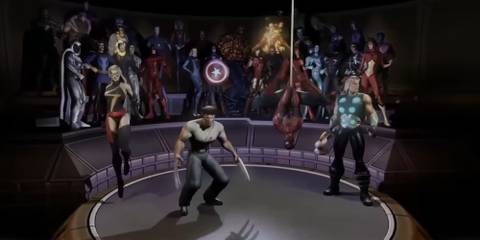 Character select screen in Marvel Ultimate Alliance