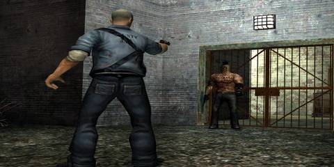 james preparing to shoot at an enemy