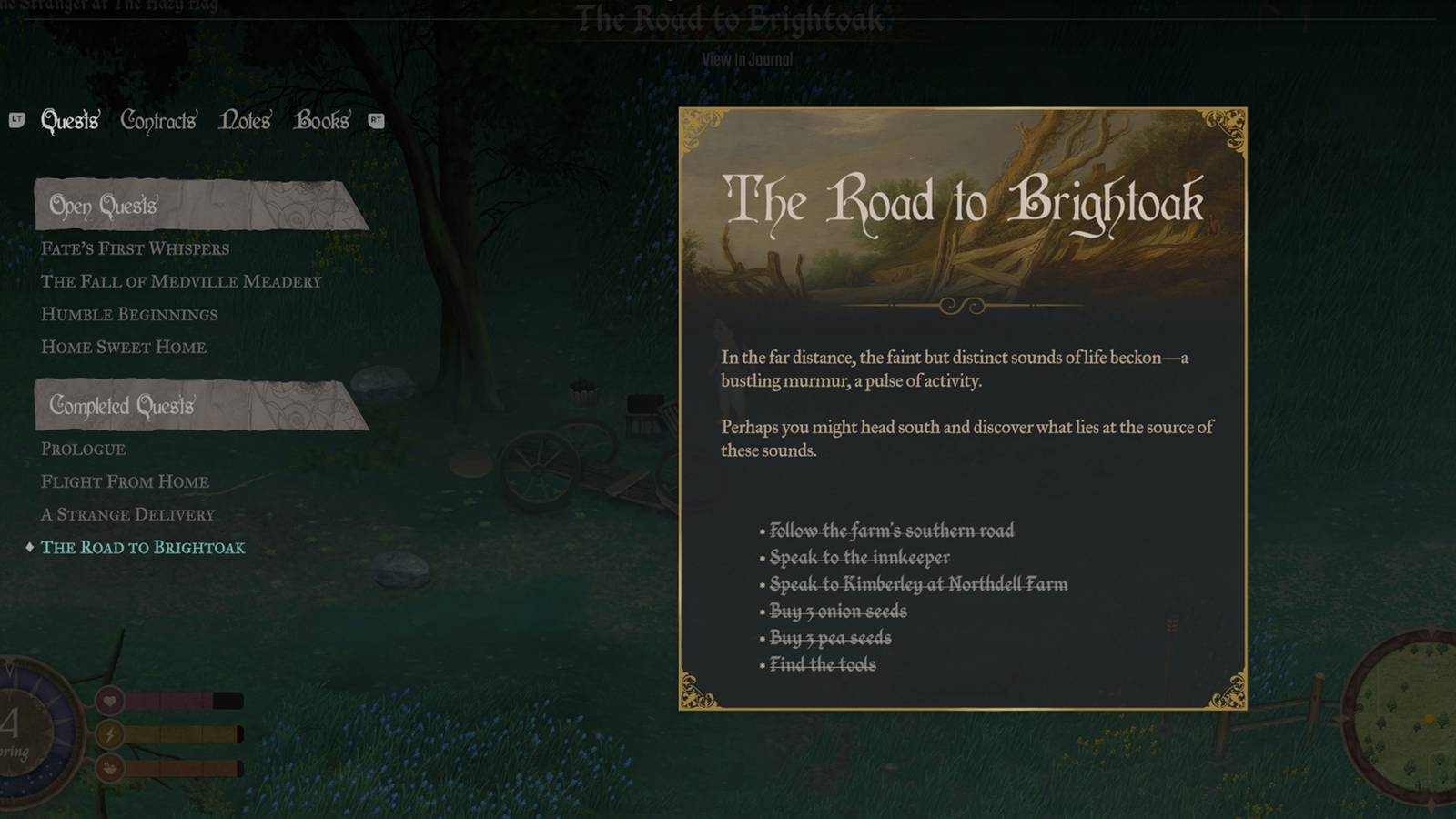 mirthwood how to find the tools get road to brightoak quest