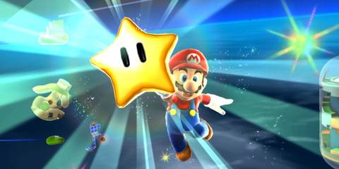 Mario wins a star in Super Mario Galaxy 