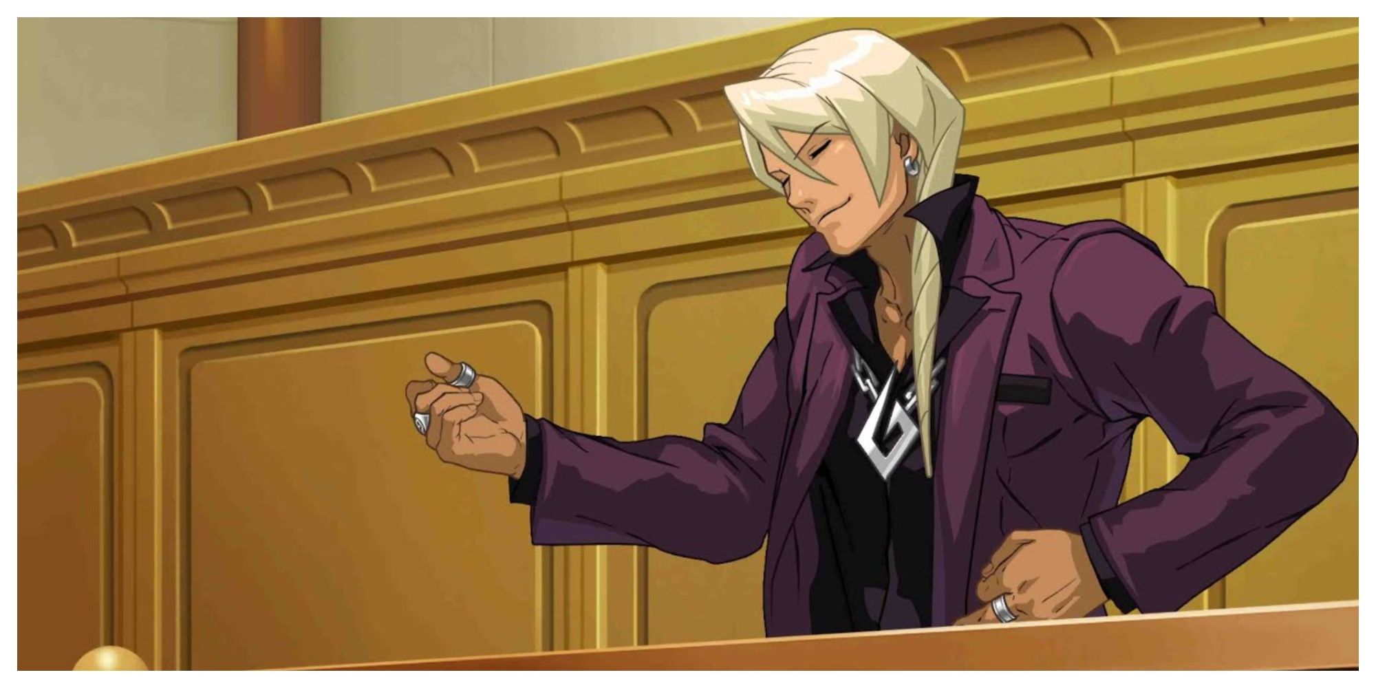 Klavier Gavin playing air guitar in court