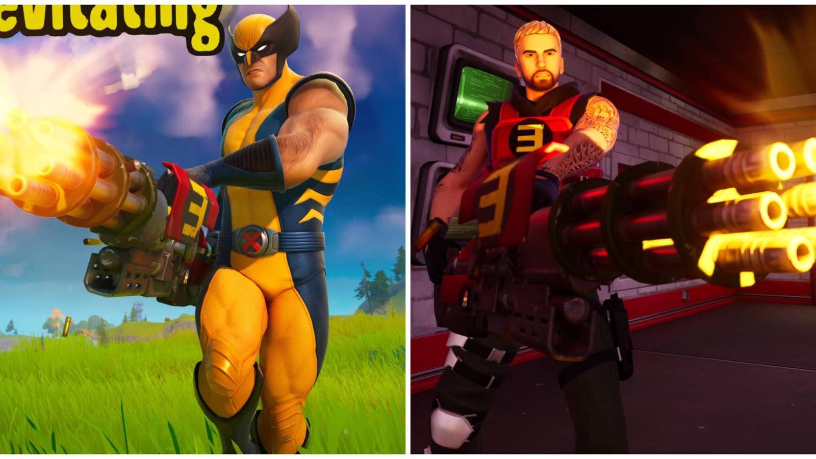 wolverine using eminem's minigun