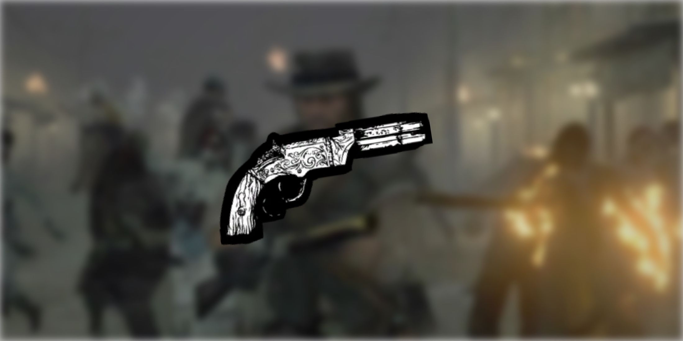 Volcanic Pistol on a backdrop of blurred gameplay