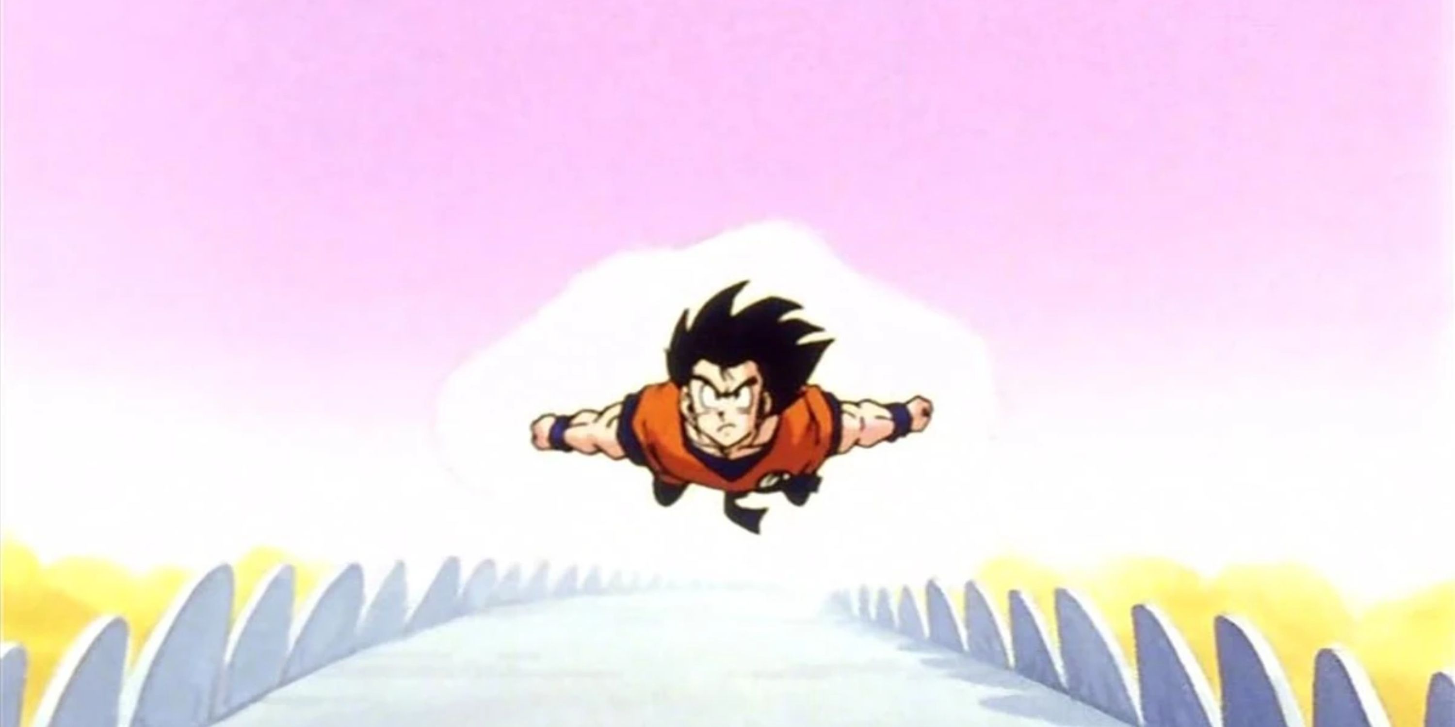 Goku flying across Snake Way in Dragon Ball Z