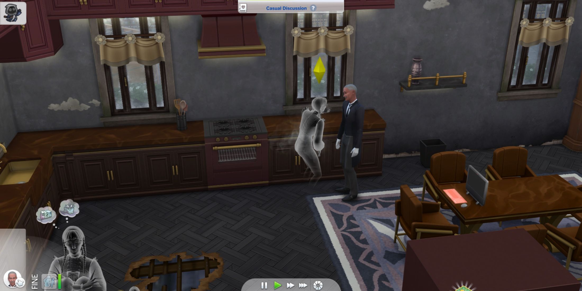 sims talking to the butler