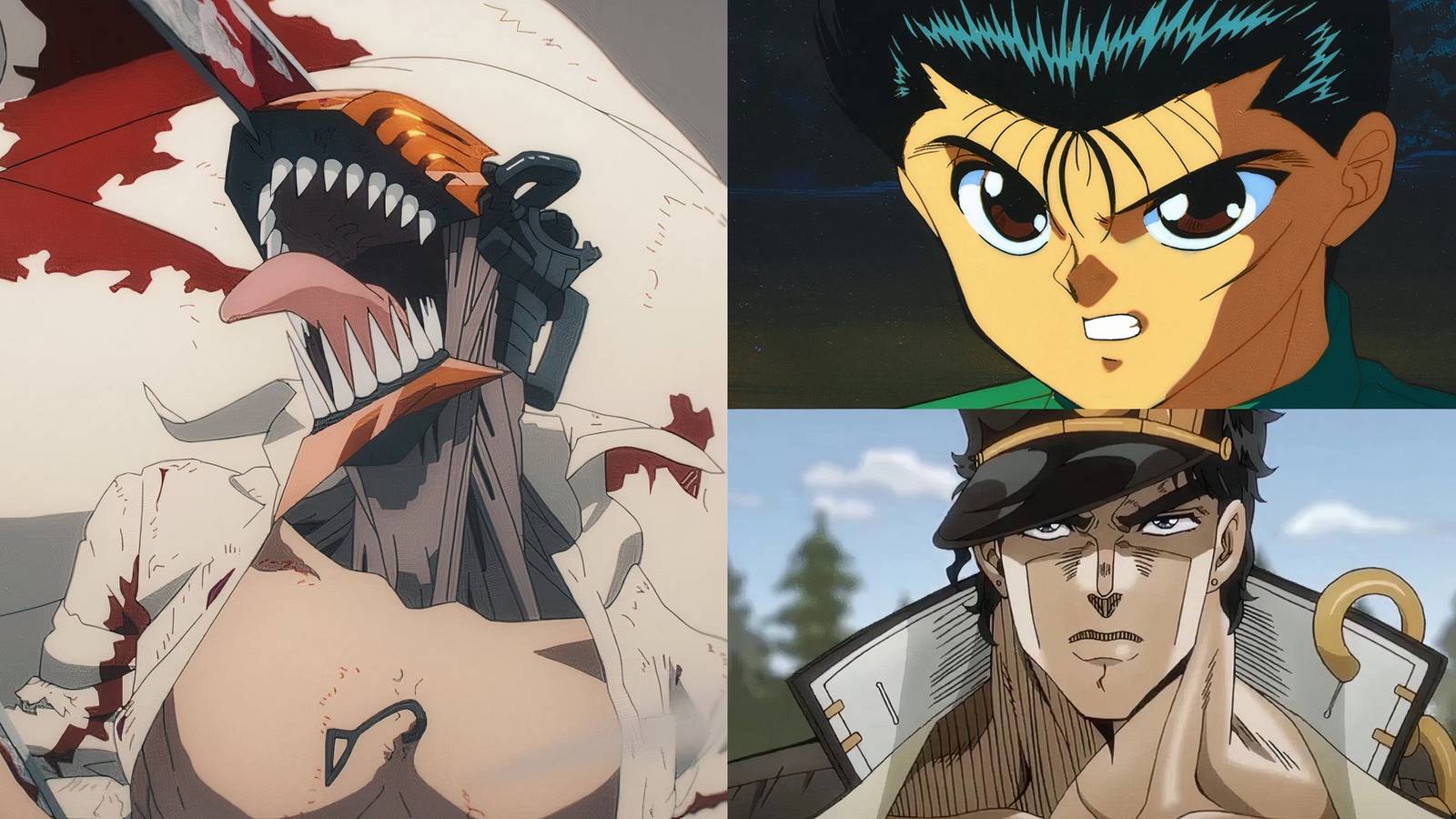 Denji (Chainsaw Man), Yusuke (Yu Yu Hakusho), Jotaro (Jojo's Bizarre Adventure)