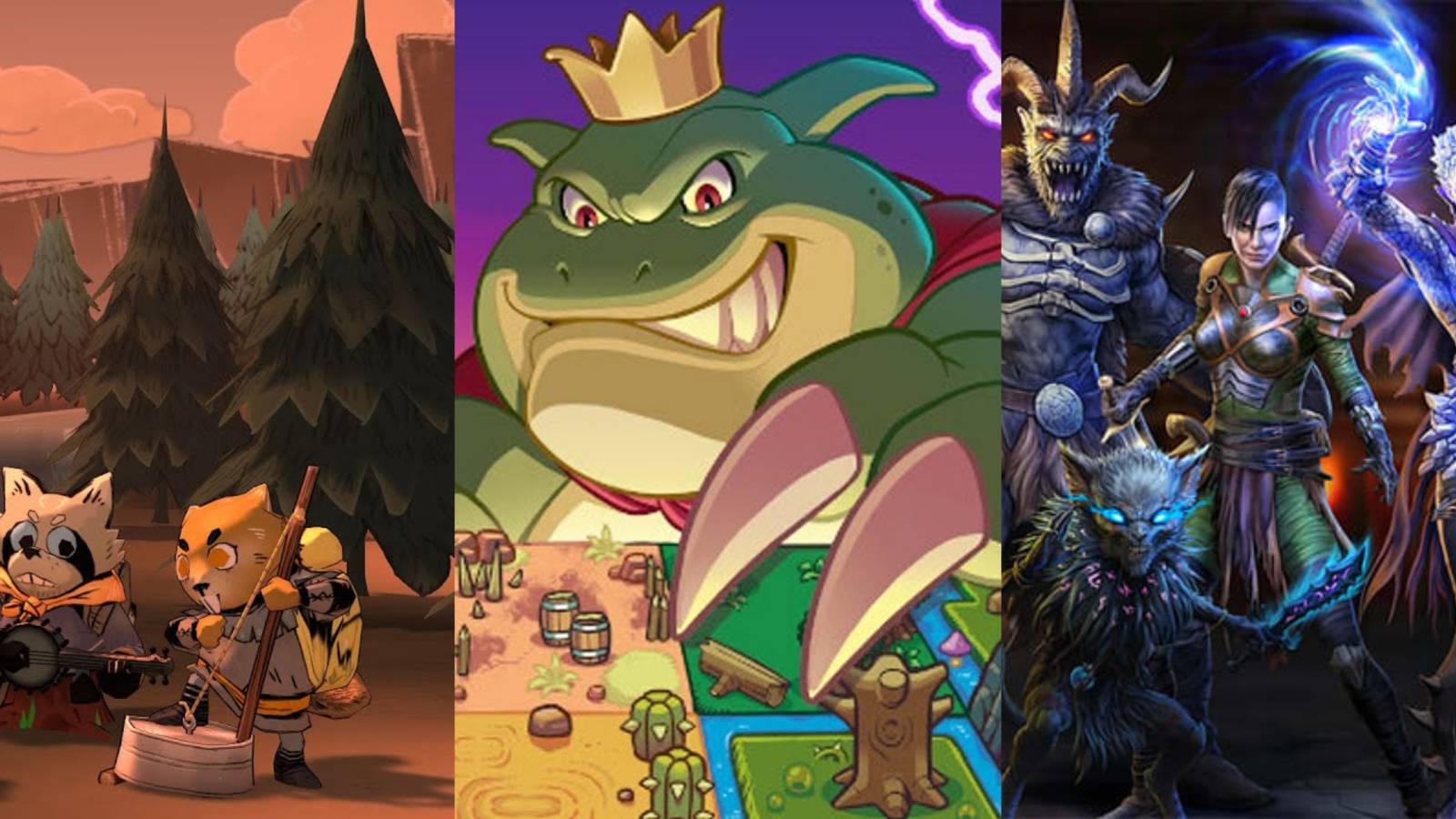 Load screens for Root, Overboss and Gloomhaven