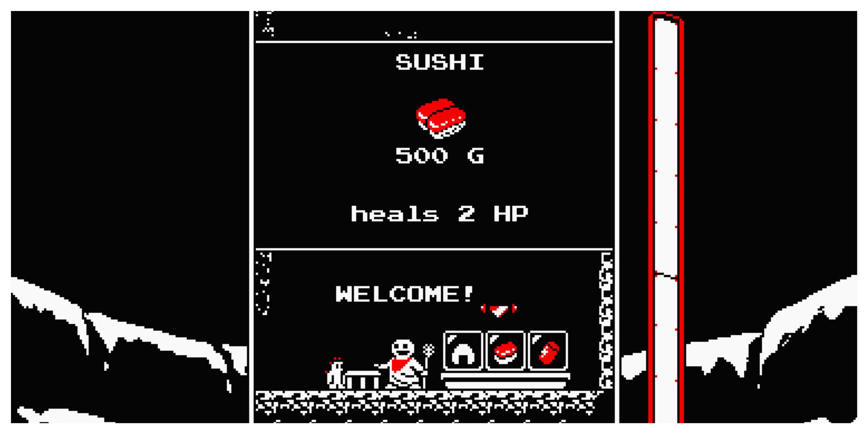 Downwell - Steam Screenshot (Buying Sushi At The Shop)