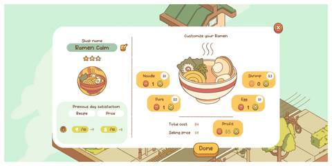 Minami Lane - Steam Screenshot (Customizing Ramen)