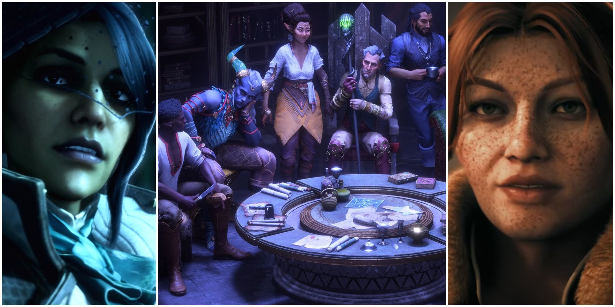 A collage of images of the companions from Dragon Age: The Veilguard