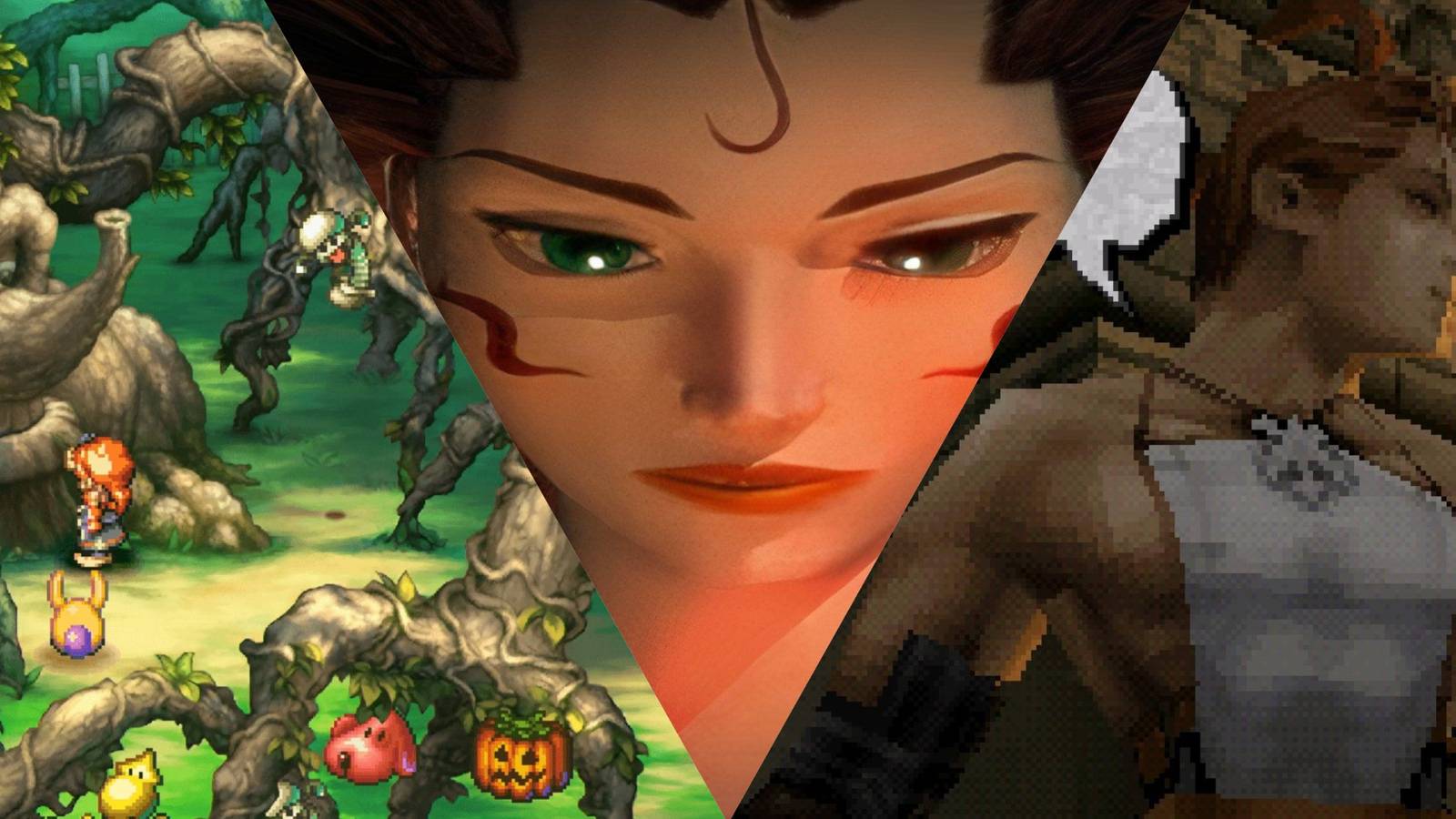 Legend of Mana, Parasite Eve, Vagrant Story mixed gameplay collage
