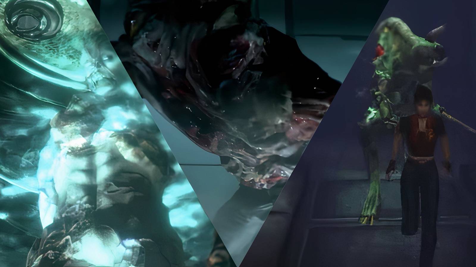 collage of bosses from the resident evil franchise