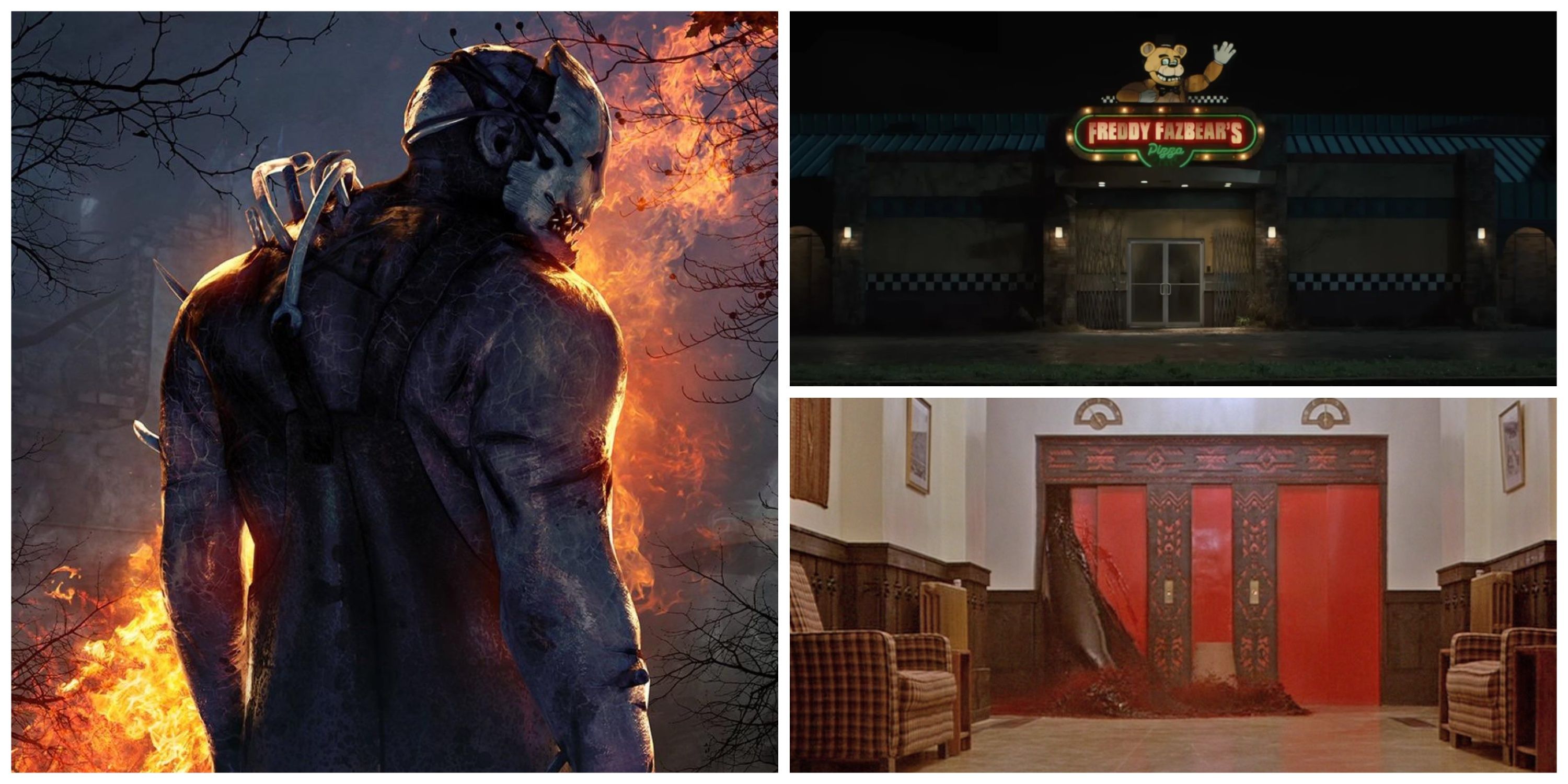 dbd trapper killer, fnaf pizzeria, the shining overlook hotel