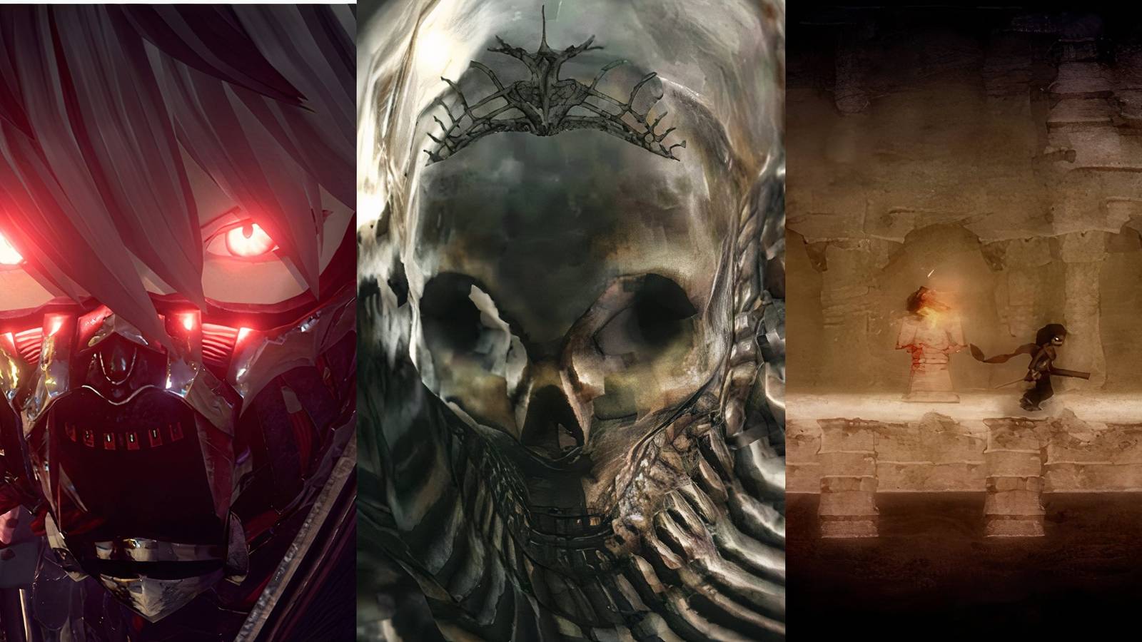 Code Vein, Dark Souls 2, Salt and Sanctuary collage