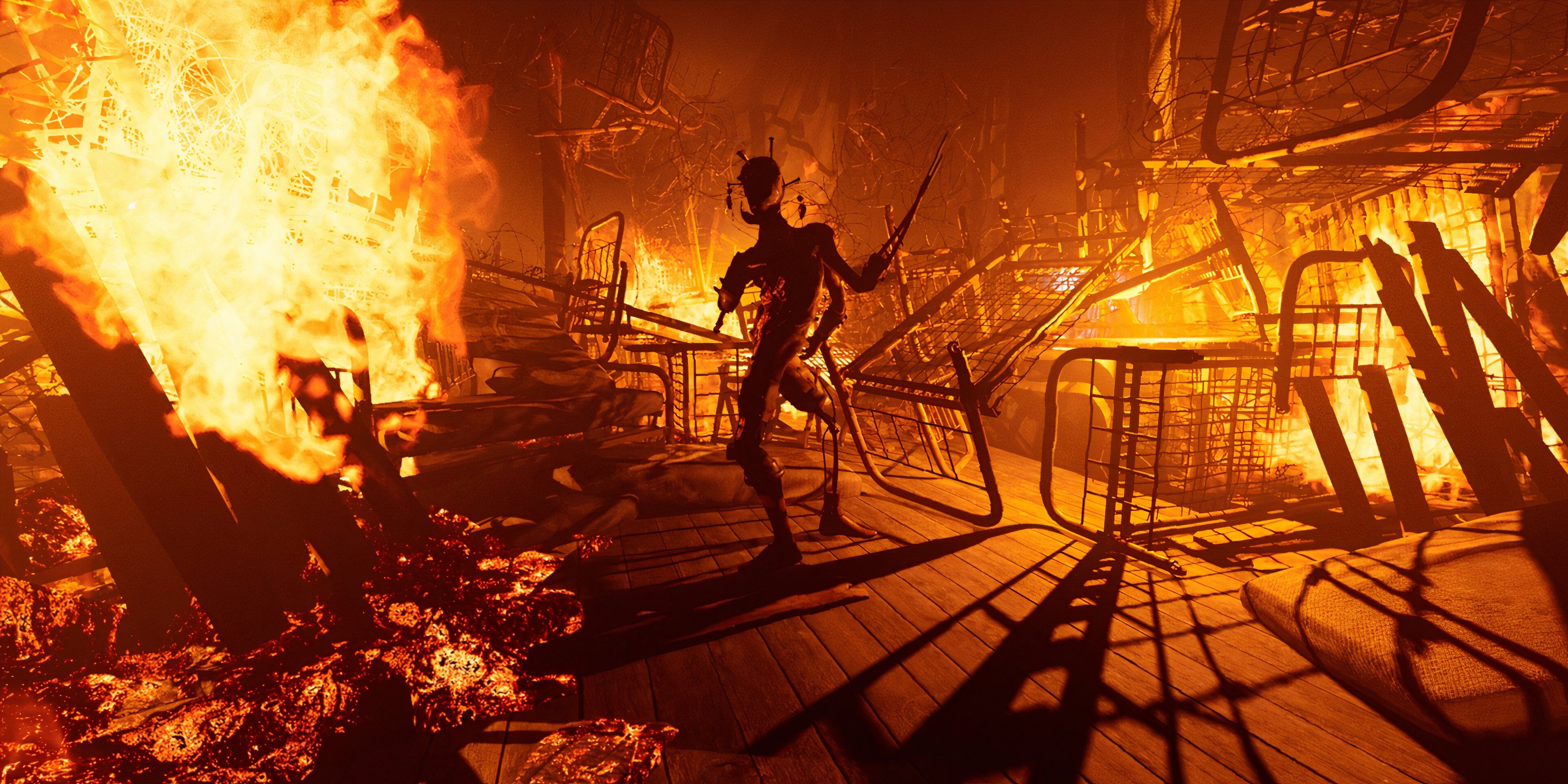 10 Great Horror Games With No Sequel A Monster emerges from fire