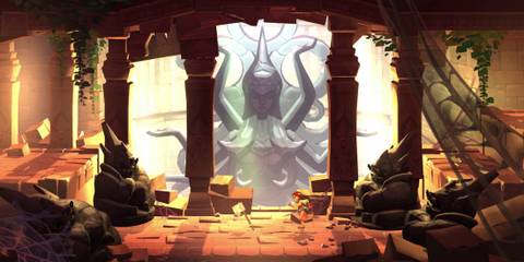 Anja in a ruined temple