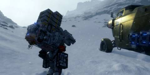 Death Stranding - vehicle on mountain