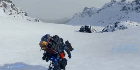 Death Stranding climbing mountain