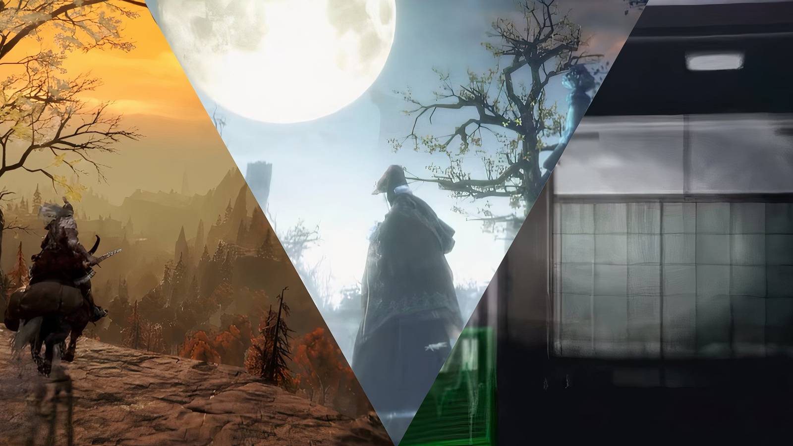 collage of 3 fromsoftware games