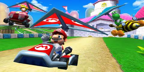 mario floating in his kart