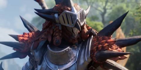 A hunter with Rathalos armor in MH Outlanders