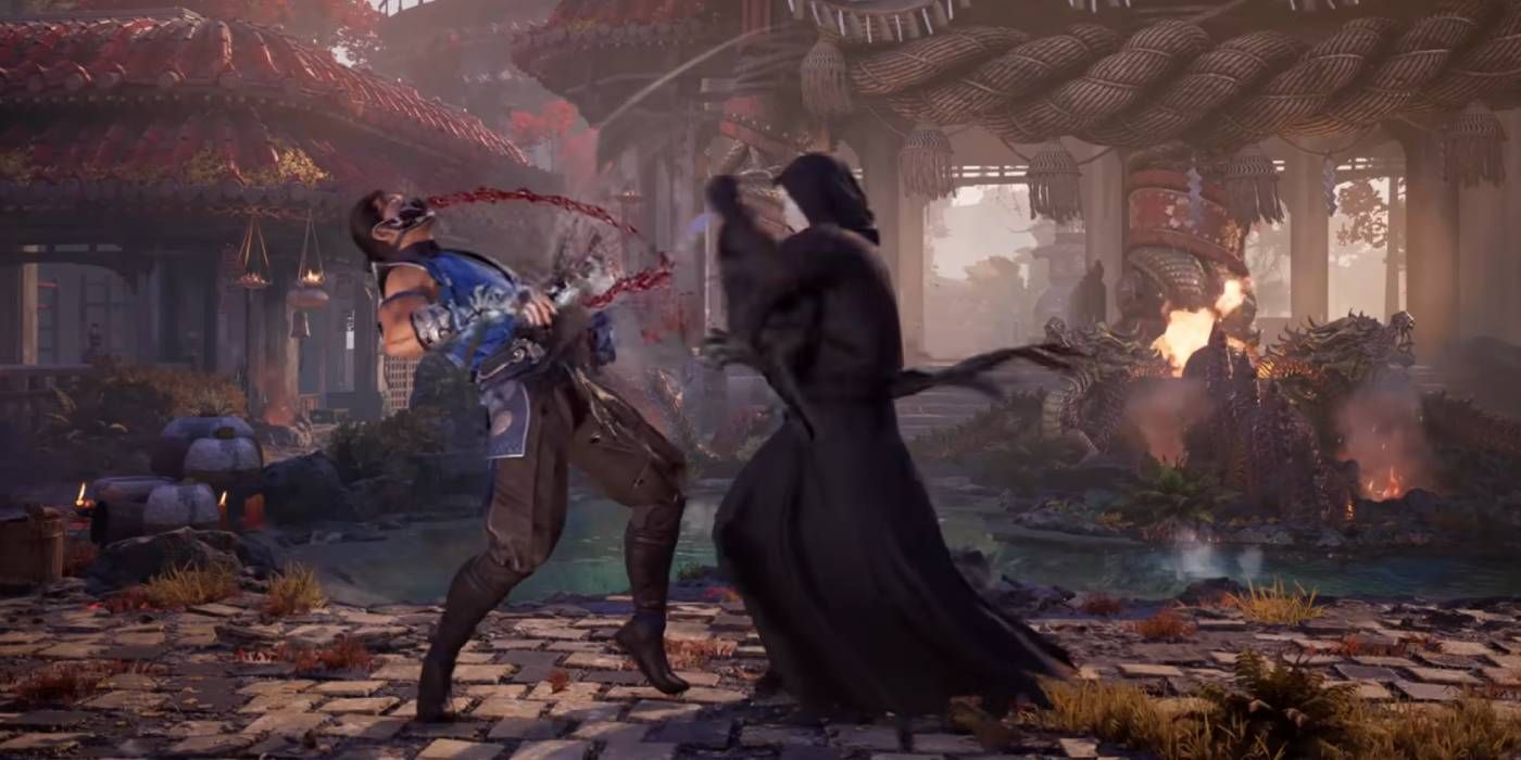 Ghostface stabbing Sub-Zero in Mortal Kombat 1