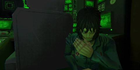 Mouthwashing Anya on floor, hand on chest