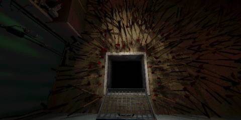 A hole in the ground surrounded by spikes in Mouthwashing