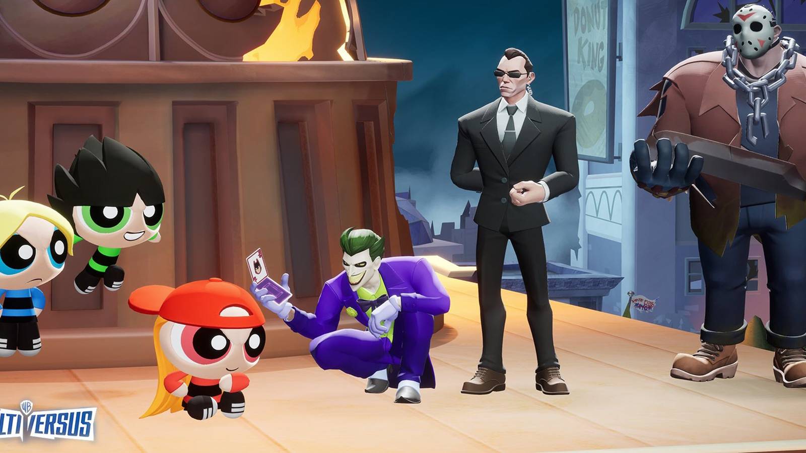 multiversus powerpuff girls, joker, agent smith, jason