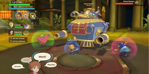 Battle scene in Ni No Kuni 