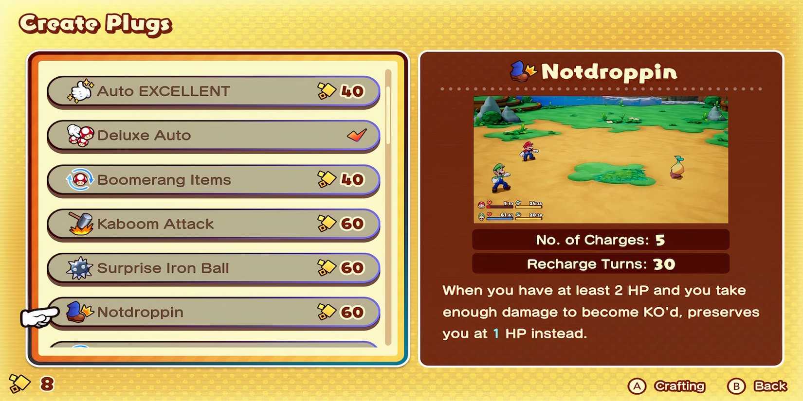 Notdroppin plug in Mario & Luigi Brothership