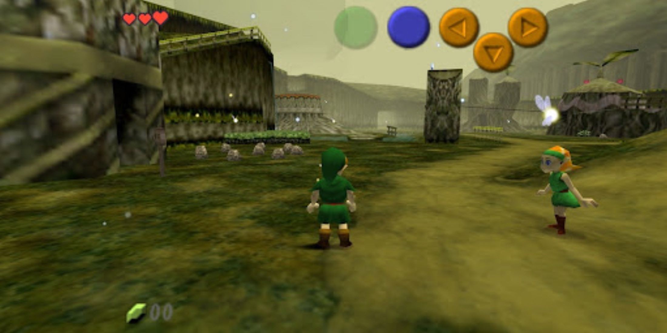 Chiuld Link in Kokiri Village in the Legend Of zelda Ocarina Of Time 