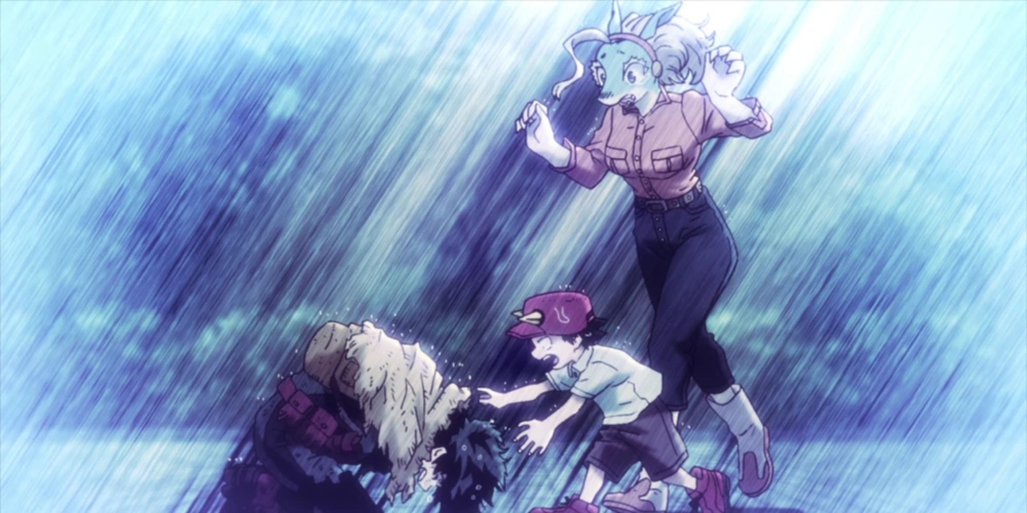 Ordinary Woman and Kota run to comfort Deku.