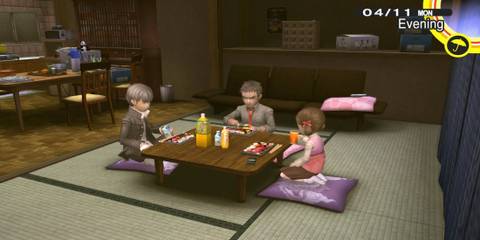 Persona 4 Golden Sitting down and eating with family