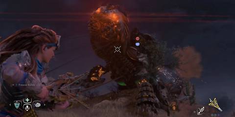 Pin the Rockbreaker with Ropecaster in Horizon Zero Dawn