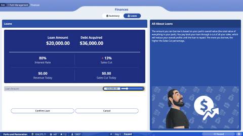 Planet Coaster 2 Finances Take Out A Loan