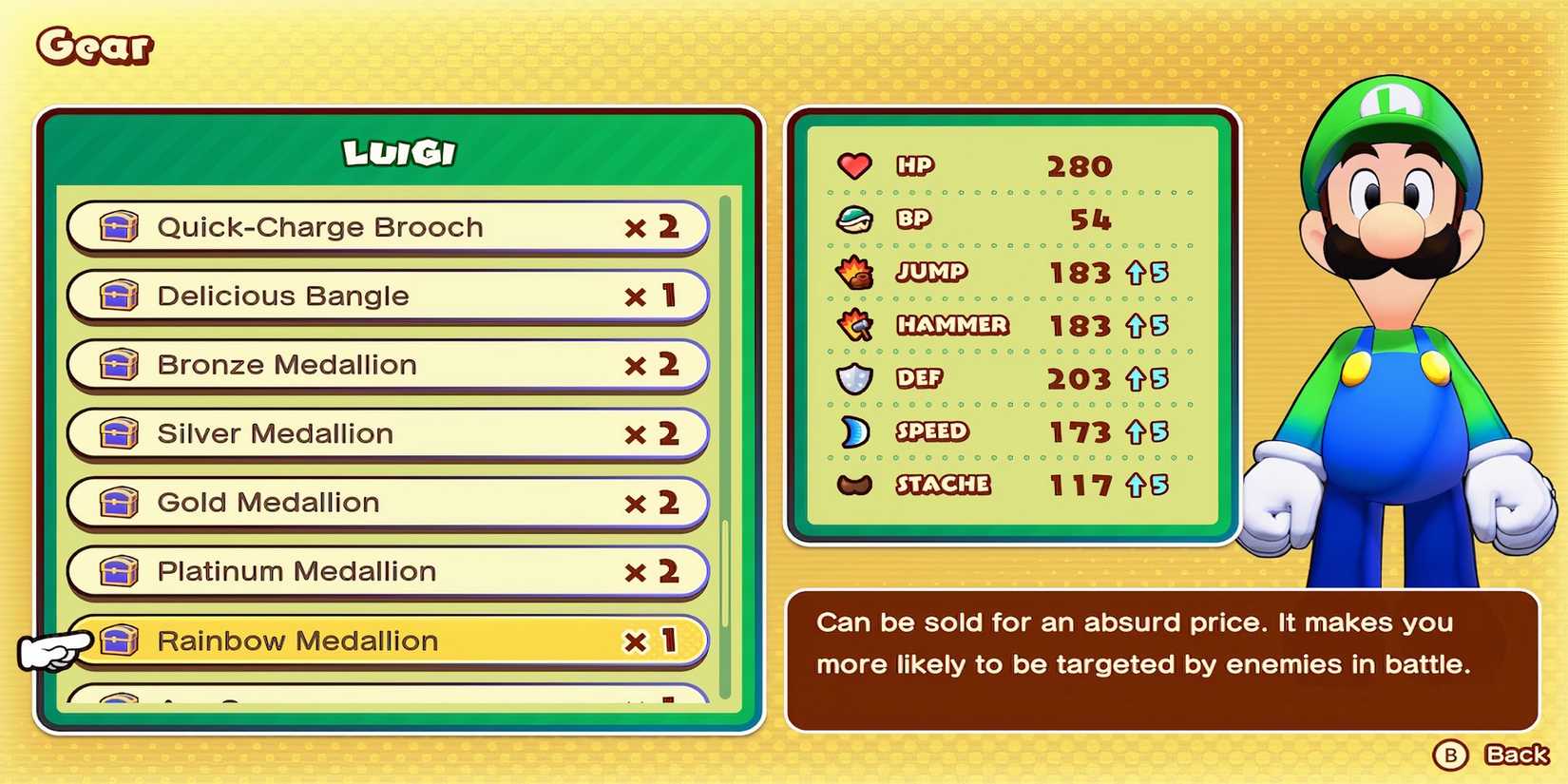 Rainbow Medallion accessories in Mario & Luigi Brothership