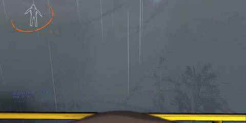 Player Looking Out At Rainy Weather From Ship