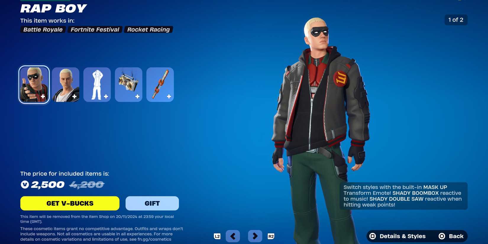Fortnite: Eminem Showcase of All Skins