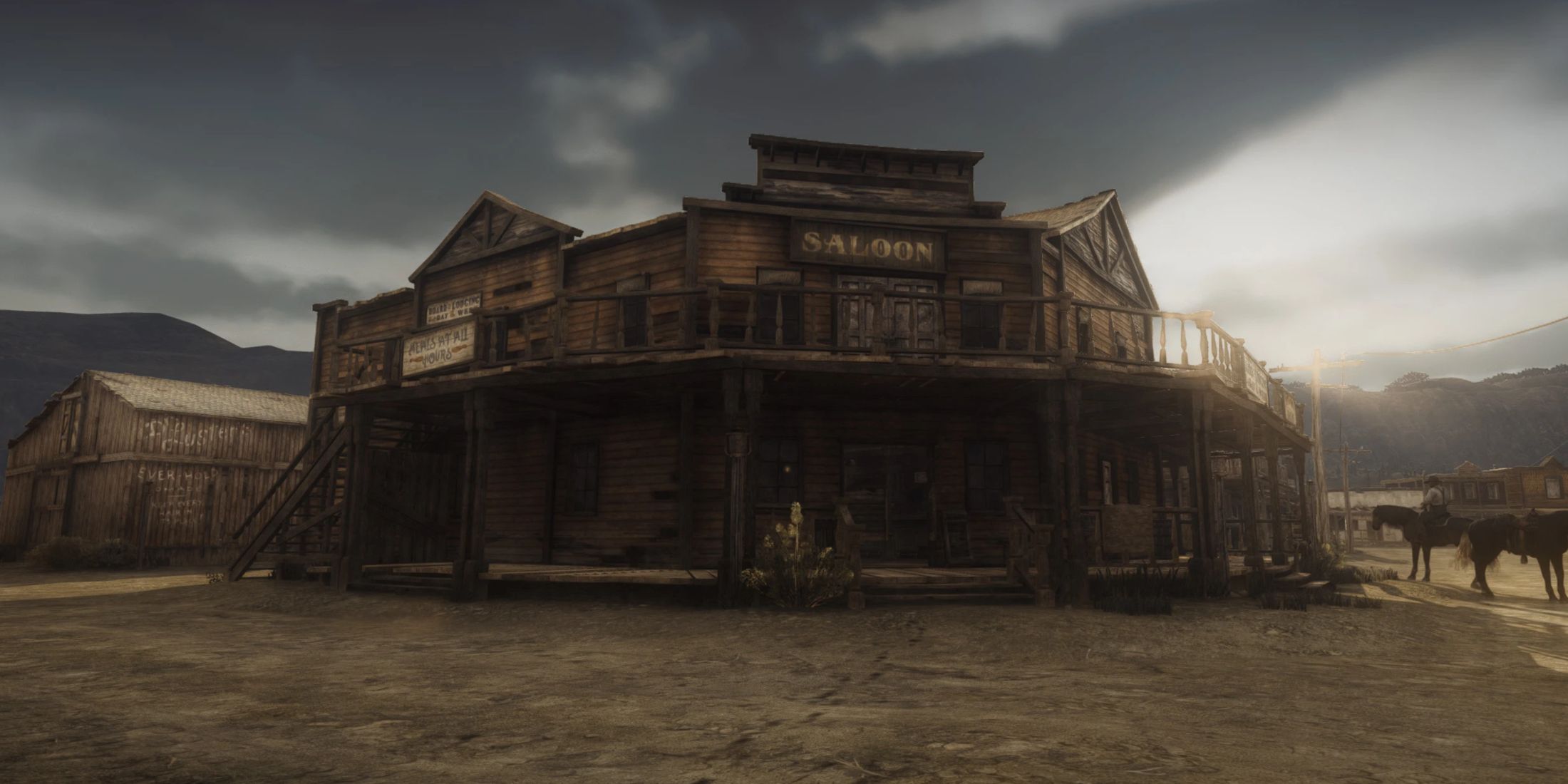 A shot of the saloon in Red Dead Redemption